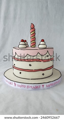 Pink and White Cartoon cake themed