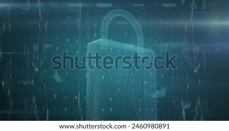 Image of padlock icon over data processing on black background. Global technology, online security and digital interface concept digitally generated image.