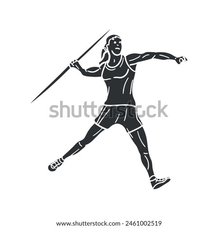 Javelin Throw Icon Silhouette Illustration. Athletics Vector Graphic Pictogram Symbol Clip Art. Doodle Sketch Black Sign.