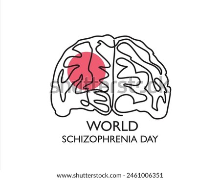 The brain of a person with schizophrenia. Mental disorder. World Schizophrenia Day. One line drawing for different uses. Vector illustration.