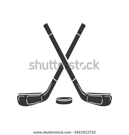 Ice Hockey Icon Silhouette Illustration. Crossed Sticks Vector Graphic Pictogram Symbol Clip Art. Doodle Sketch Black Sign.
