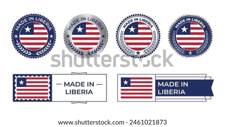 Liberia Flag, Liberia Flag Stamp, Made in Liberia. Liberia Verified, Country Flag Stamp, Verified, Certified, Made in, Tag, Seal, Stamp, Silver, Flag, Icon vector. Royalty-Free Stock Photo #2461021873
