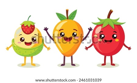 Set of cartoon fruit with arms and legs