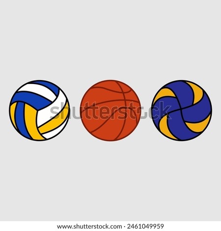 basketball and volleyball illustrations, colored