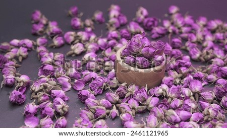 Dried damask roses used for production of rose oil and pink water and therapies