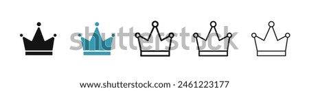 Crown Vector Icon Set. Royal King or Queen Luxury Heritage Crown Sign. Royalty VIP Membership Program. Premium Content Symbol for UI Designs. Royalty-Free Stock Photo #2461223177