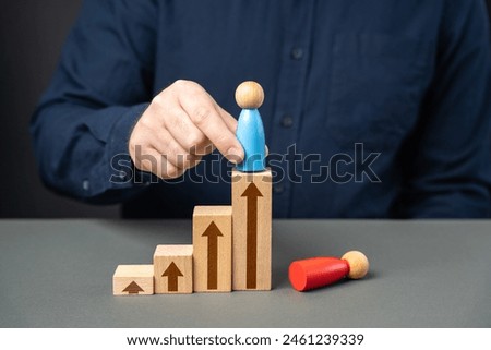 Defeat the opponent and take his place. Displace the opponent. Win a victory in the competition. Career ladder of success. Royalty-Free Stock Photo #2461239339