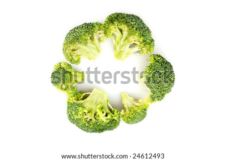 Green broccoli pieces (isolated on white)