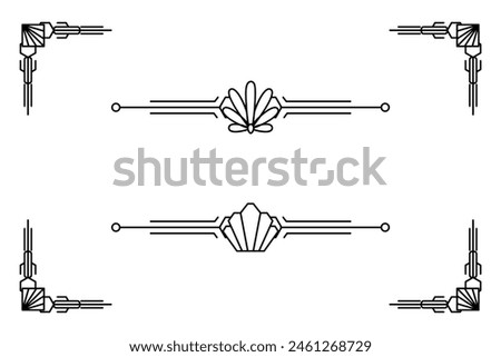 Art deco line border. Modern arabic gold frames, decorative lines borders and geometric golden label frame vector design elements
