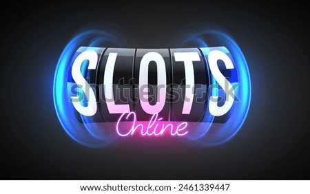 Slots online. Black slot machine wins the jackpot. 777 Big win concept. Casino jackpot. Vector illustration