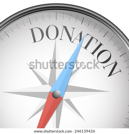 detailed illustration of a compass with donation text, eps10 vector
