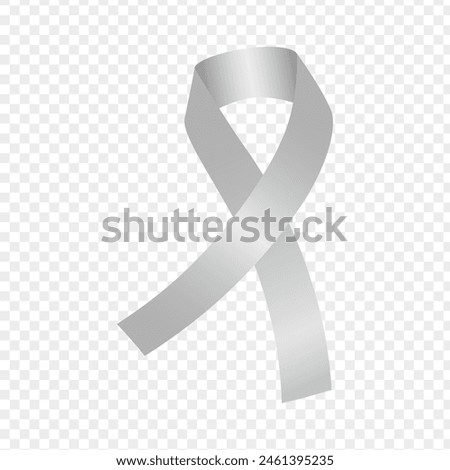 Vector illustration of brain tumor awareness gray ribbon on transparent background