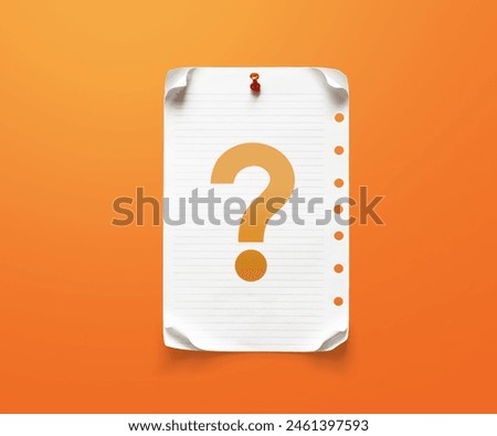 Note paper question mark on bright orange background