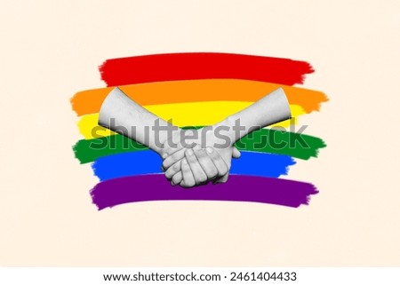 Composite collage picture image of two people hold arms lgbt rainbow isolated on creative background