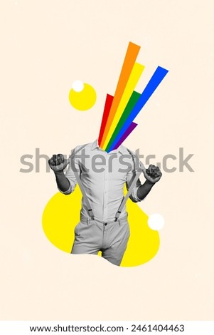Vertical composite collage picture image of black white colors guy pull suspenders lgbt rainbow isolated on creative background