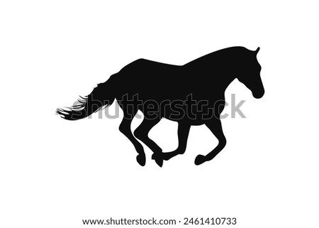 running horse silhouette on white background, isolated, vector