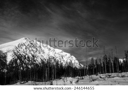 Fine art black and white mountain landscape