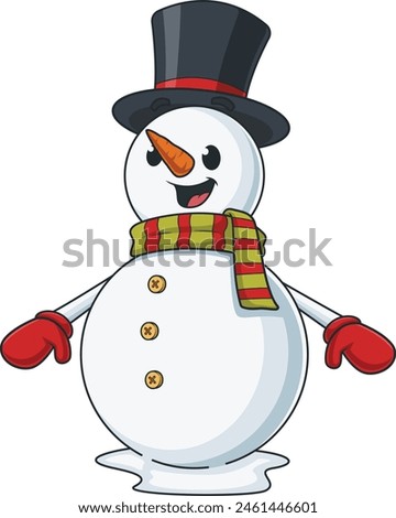 Happy snowman character vector illustration