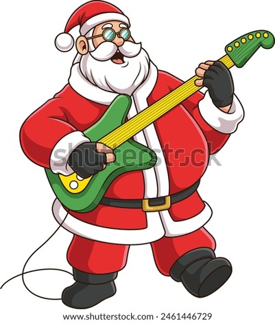 Cool santa claus playing guitar vector illustration