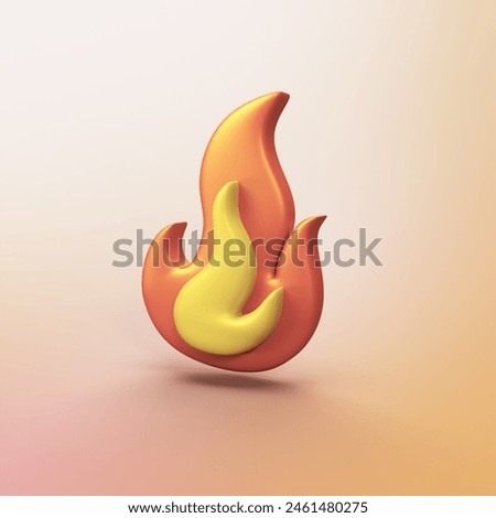 Flame fire symbol - stylized 3d CGI icon object