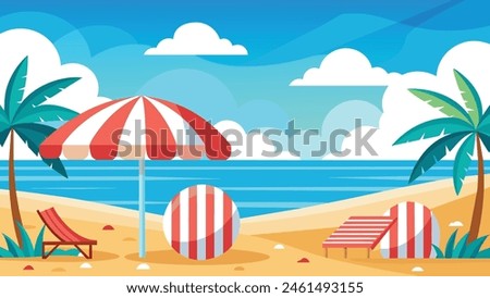 Summer beach scene banner design background