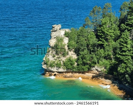 Aerial view of Pictured Rocks National Lakeshore, United States.