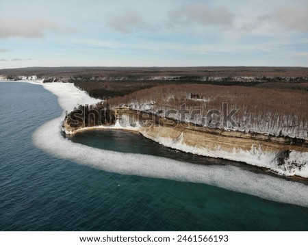 Aerial view of Pictured Rocks National Lakeshore, United States.