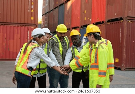 Logistics Inspector checking container yard, organizing stock to pack into containers, Unload and loading variety of products to and from container, trucks warehouse. imported product. 
