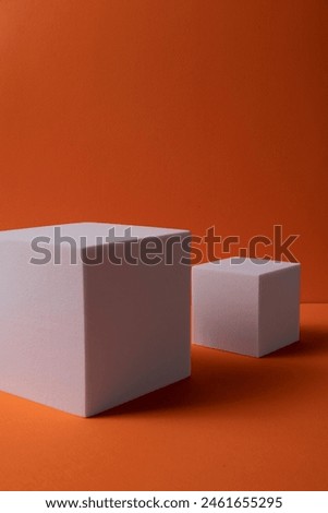 3d geometric standing orange background