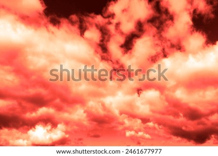 Beautiful dramatic sky with clouds, red magical heaven, background for text