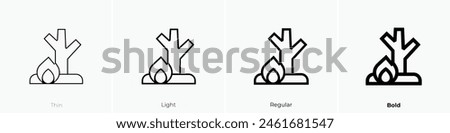 conflagration icon. Thin, Light Regular And Bold style design isolated on white background