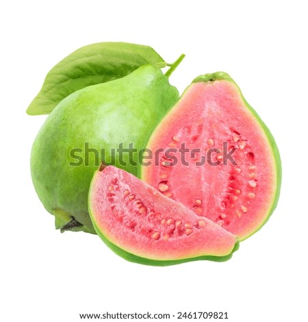 Capture the tropical essence of guava with our curated image selection. From ripe whole fruits to juicy slices, explore vibrant visuals for your projects! Royalty-Free Stock Photo #2461709821