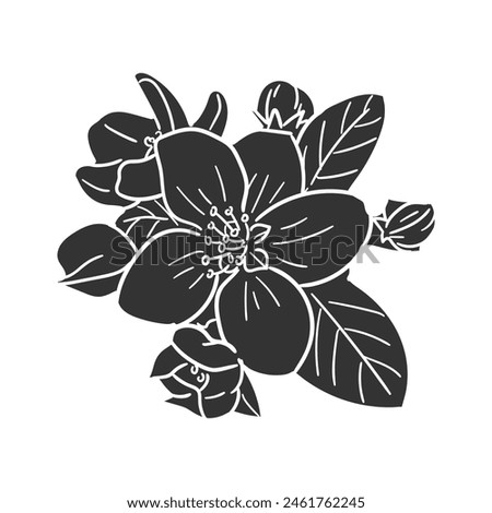 Apple Blossom Icon Silhouette Illustration. Flower Vector Graphic Pictogram Symbol Clip Art. Doodle Sketch Black Sign.