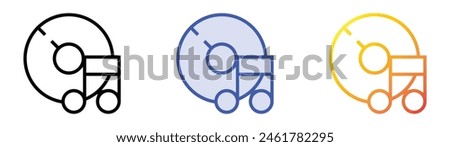 disc icon. Linear, Blue Fill and Gradient Style Design Isolated On White Background