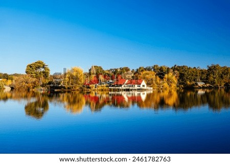 DAYLESFORD, AUSTRALIA - MAY 12 2024: Landscape around Lake Daylesford in a cool late autumn afternoon in Daylesford, Victoria, Australia Royalty-Free Stock Photo #2461782763
