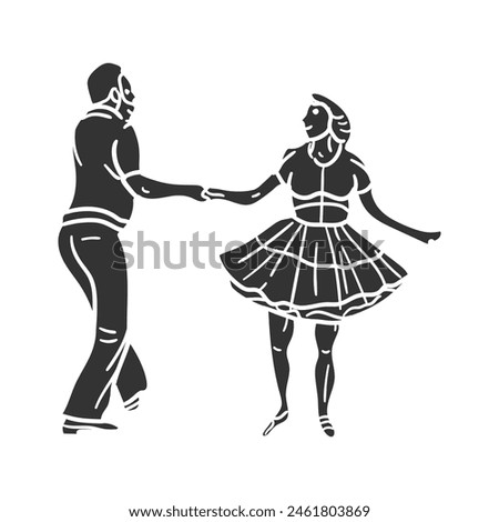 Square Dance Icon Silhouette Illustration. Usa Folk Vector Graphic Pictogram Symbol Clip Art. Doodle Sketch Black Sign.