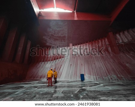 Cargo hold cleaning in bulk carrier ship by ship staff