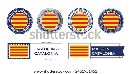 Catalonia Flag, Catalonia Flag Stamp, Made in Catalonia. Catalonia Verified, Country Flag Stamp, Verified, Certified, Made in, Tag, Seal, Stamp, Silver, Flag, Icon vector.
