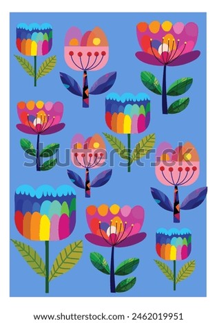 Plants and flowers pattern background vector illustration for template and wall art design.