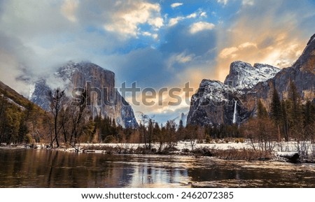 Stunning Morning Winter Dawn on Yosemite Valley, Yosemite National Park, California