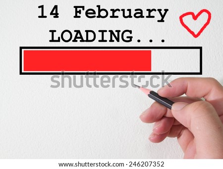 14. February loading. Love loading. Progress bar design. Happy Valentines Day concept. 