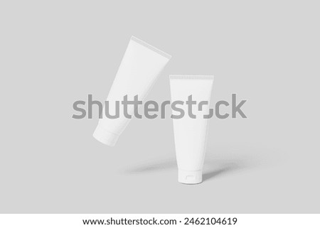 Blank plastic tube mockup for cosmetics with cap. Front and view. isolated on white background. Can be use for your design, advertising, promo and etc. 