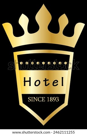 golden emblem hotel logo with crown