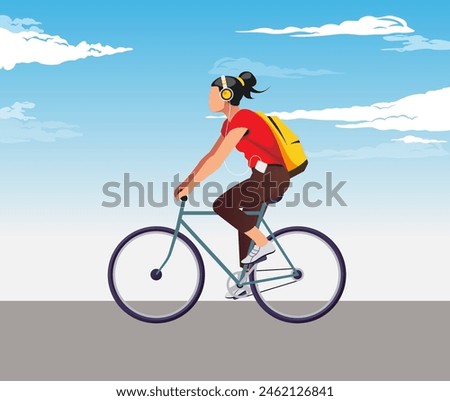 Young women riding casual cycling - Stock Illustration as EPS 10 File