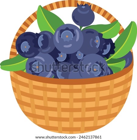 Wicker brown basket full of blueberries
