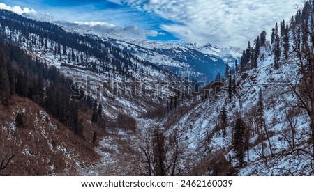 high-resolution stock images of Solang Valley's  snow covered ski resort mountains in Manali Himachal Pradesh Of india