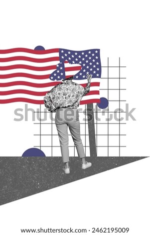 Composite collage image of old female look flag national independence america day fourth july concept weird freak bizarre unusual fantasy Royalty-Free Stock Photo #2462195009