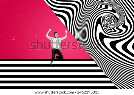 Composite collage picture image of winning male striped waves surrealism shopping ad unusual fantasy billboard comics zine