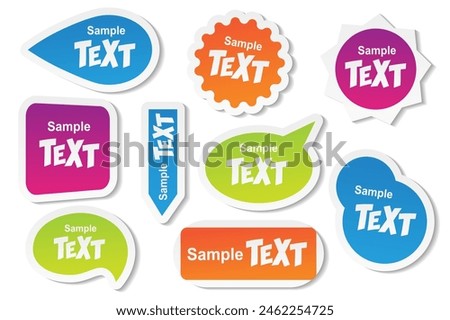 Set of stickers Mockup for speech in flat cartoon design. This illustration depicts a set of colorful speech bubble templates of different shapes and colors. Vector illustration.