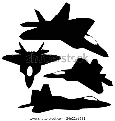 combat jetfighter silhouette set vector design Royalty-Free Stock Photo #2462266531